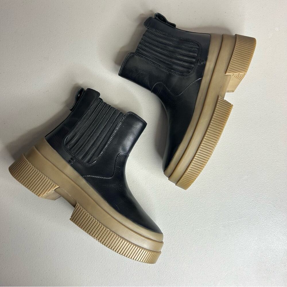 NEW Sperry Black Faux Leather Boots Rainboot US Womens Size 7 NWOT